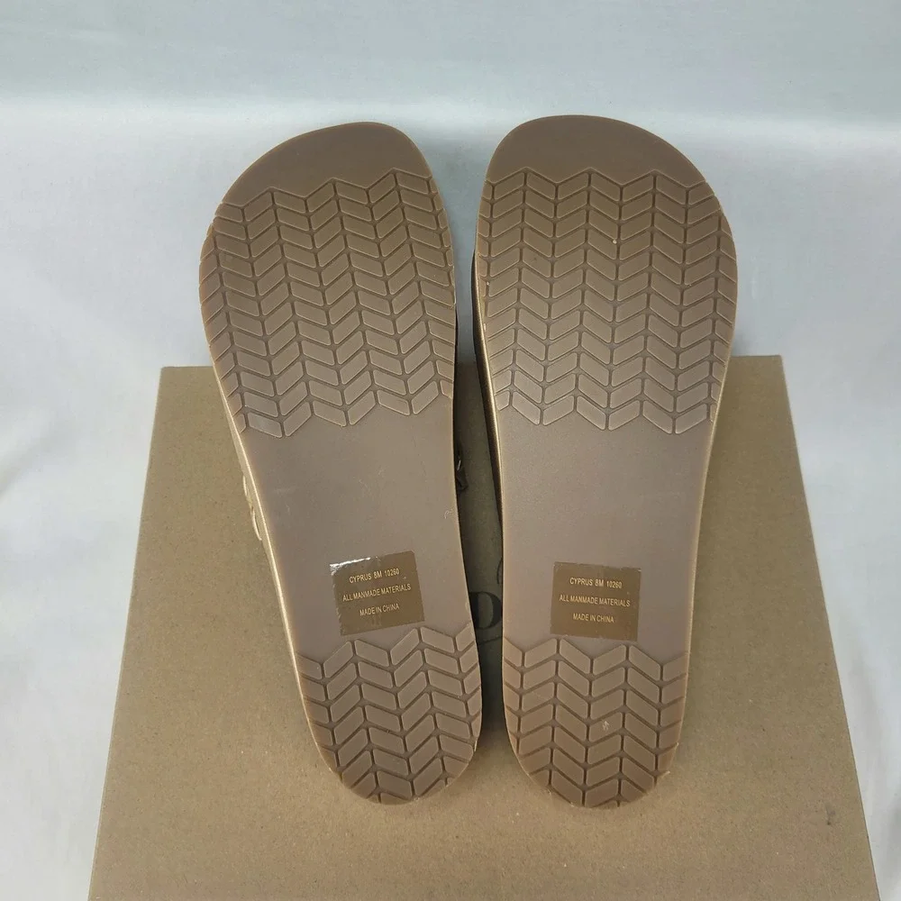 Naked Feet Cyprus Gold Woven Platform Wedge Sandals Womens 8 M080